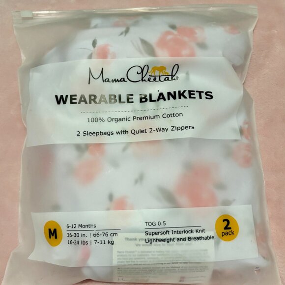 Mamma Cheetah Sleep Sacks (2 Pack): Medium (6-12 months), 0.5 TOG — New - Picture 1 of 6